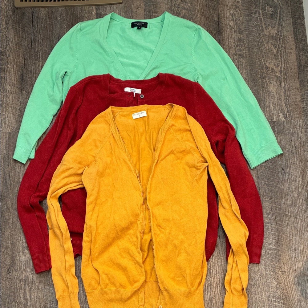 Croft & Barrow Women's Cardigan Set - Red, Yellow, Green